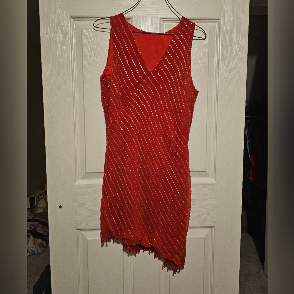 Gorgeous Red Beaded Dress sz 8